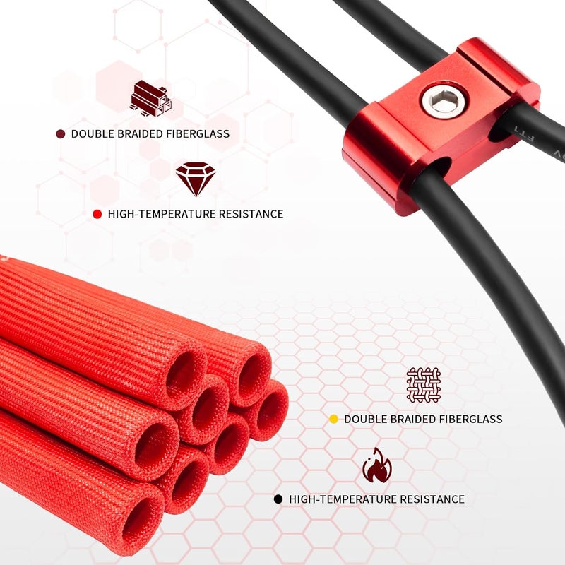 ZOSANY 12pcs Spark Plug Wire Separator Divider & 8pcs Spark Plug Wire Boots Protector Heat Shield Sleeve, Aluminium Alloy Engine Spark Plug Wire Divider Separator Kit for 8mm 9mm 10mm Wire - Image 3